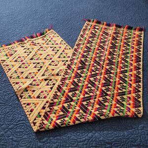 Handmade Multicolor Table Bed Console Dresser Runner Embroidery Geometric Linens